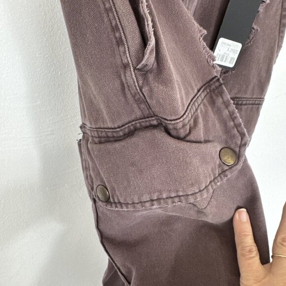 CARMAR Los Angeles Women's Waist 24..5" (4) Destroyed Cargo Jogger‎ Burgundy NWT - Picture 5 of 15